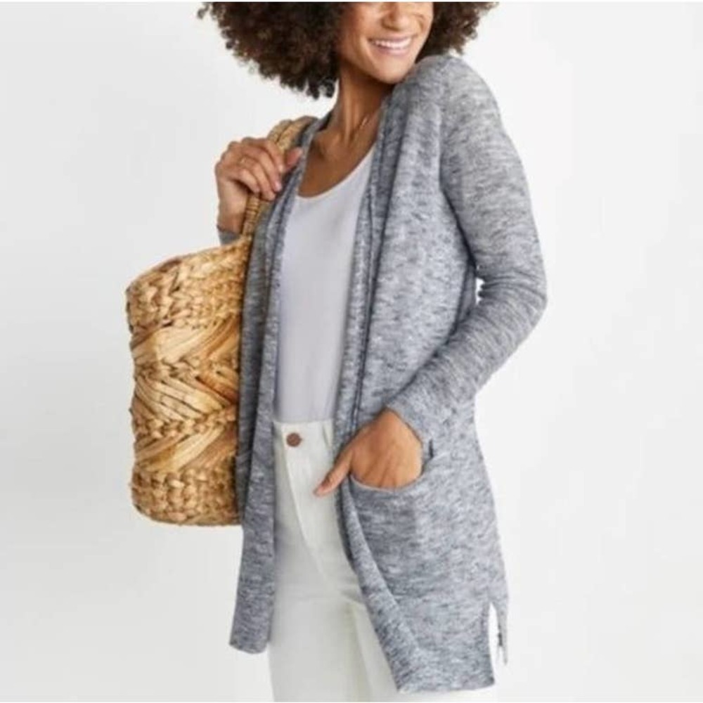 Marine Layer Nantucket Marled Open Front Heathered Gray Cardigan